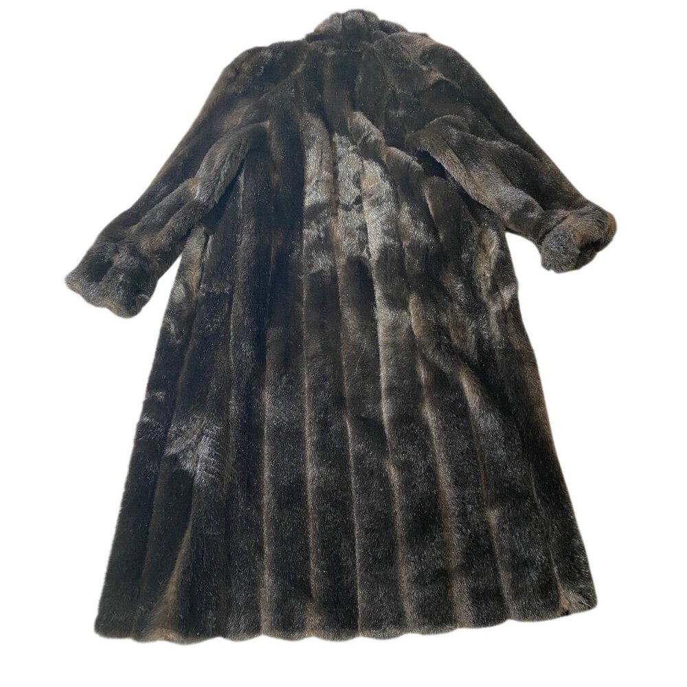 Vintage Gallery Dark Brown Faux Fur Long Coat Made In U.S.A. Small - Picture 2 of 12